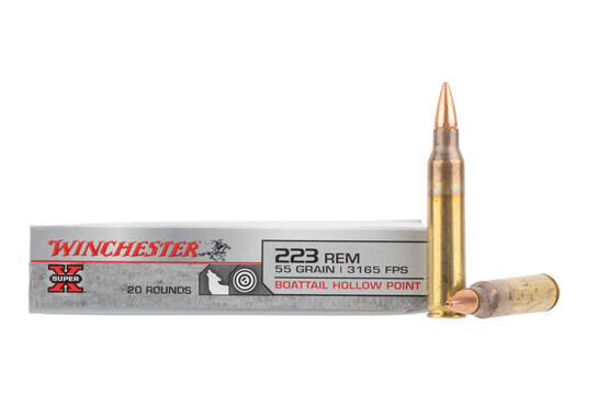 Winchester Super X 223 Rem 55gr Boat Tail Hollow Point Ammo with brass casing